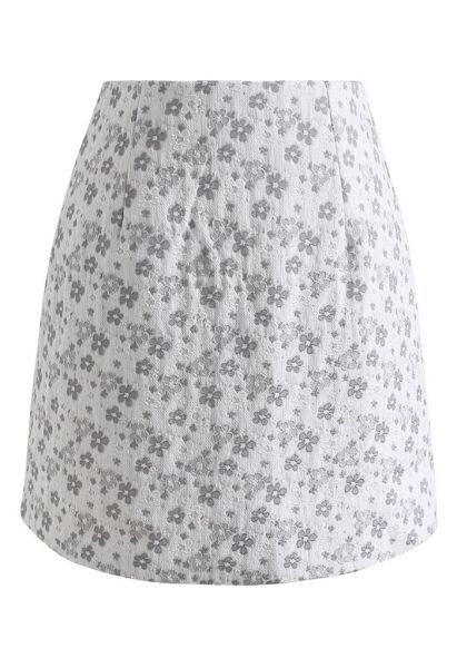 تنورة Floret Jacquard Mini Bud باللون الرمادي