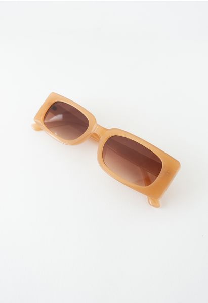 نظارة شمسية مستطيلة كاملة الحواف باللون البرتقالي