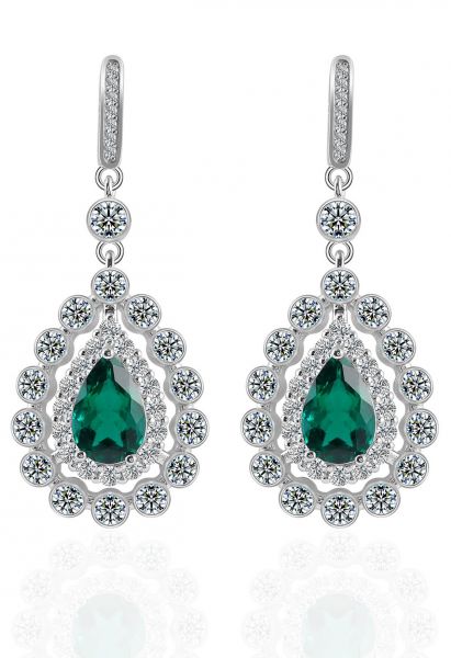 Raindrop Emerald Gem Earrings