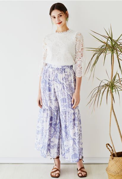 Branch Printed Breezy Frill Pants