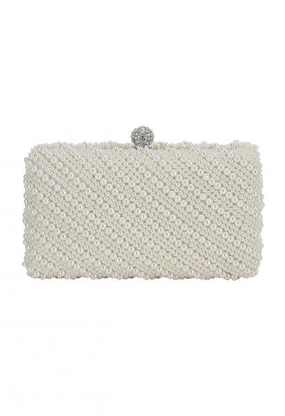 Square Shape Full Pearl Clutch