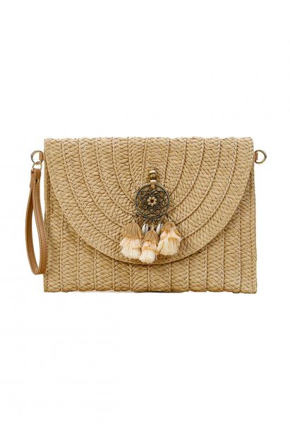 Braided Tassel Pendant Envelope Bag