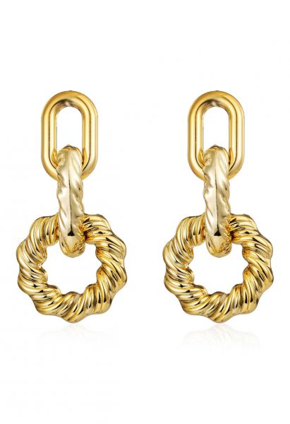 Golden Twisted Interlocking Earrings