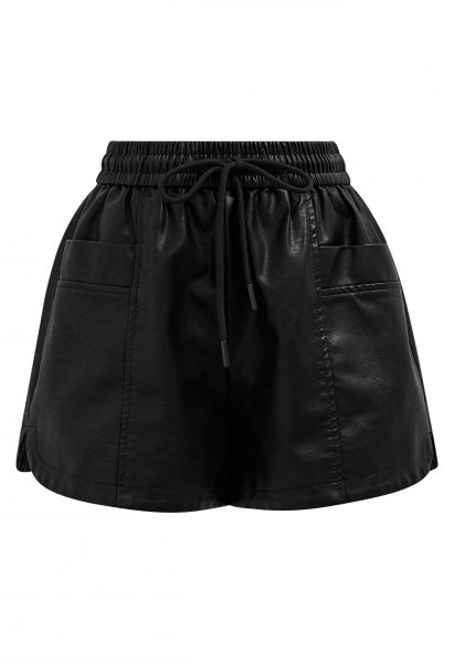 Practical Pockets Faux Leather Shorts