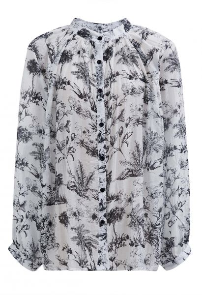 Tropical Landscape Buttoned Shirt in White