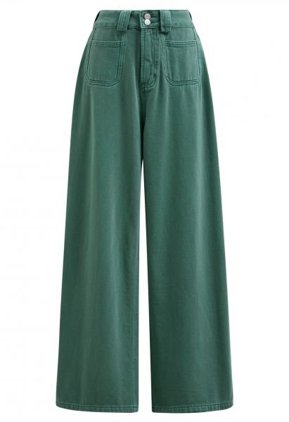 Vintage Charm Straight Leg Jeans in Green