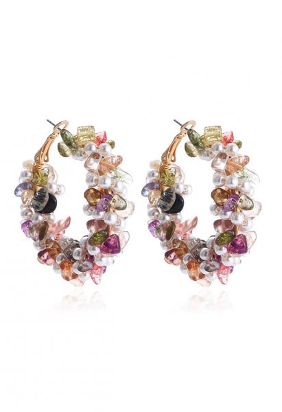 Multi-Colored Crystal Hoop Earrings
