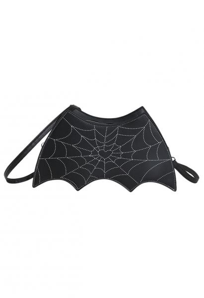 Spider Web Print Batwing Crossbody Bag