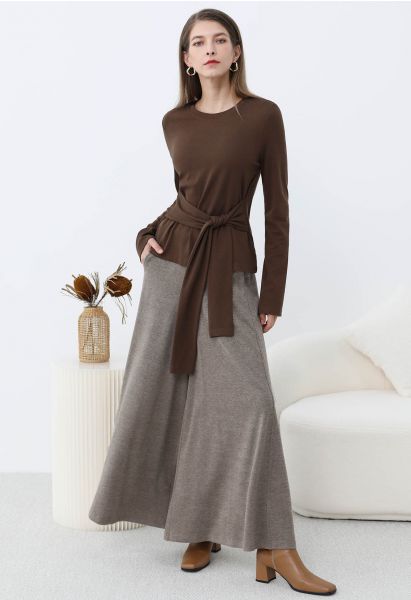 Graceful Ease Flare Leg Pants in Taupe