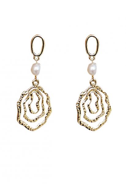 Hollow Out Freshwater Pearl Earrings