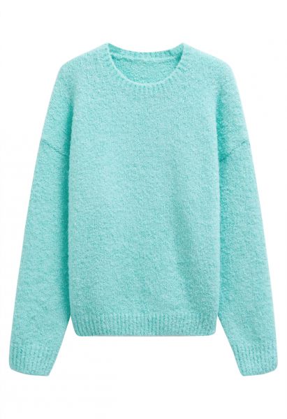 Ribbed Fuzzy Soft Knit Sweater in Mint