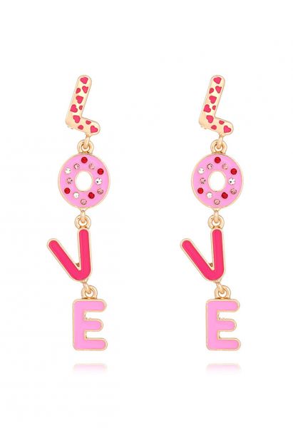 Love Letters Rhinestone Oil Spilling Earrings