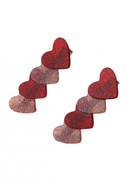 Glittering Hearts Acrylic Hair Clip