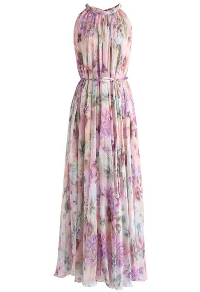 فستان ماكسي شيفون بألوان مائية من Sunflower Blossom