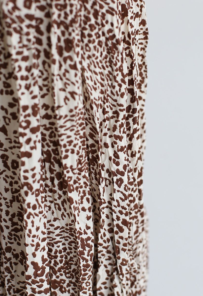 تنورة ميدي بطبعة جلد الفهد باللون البني