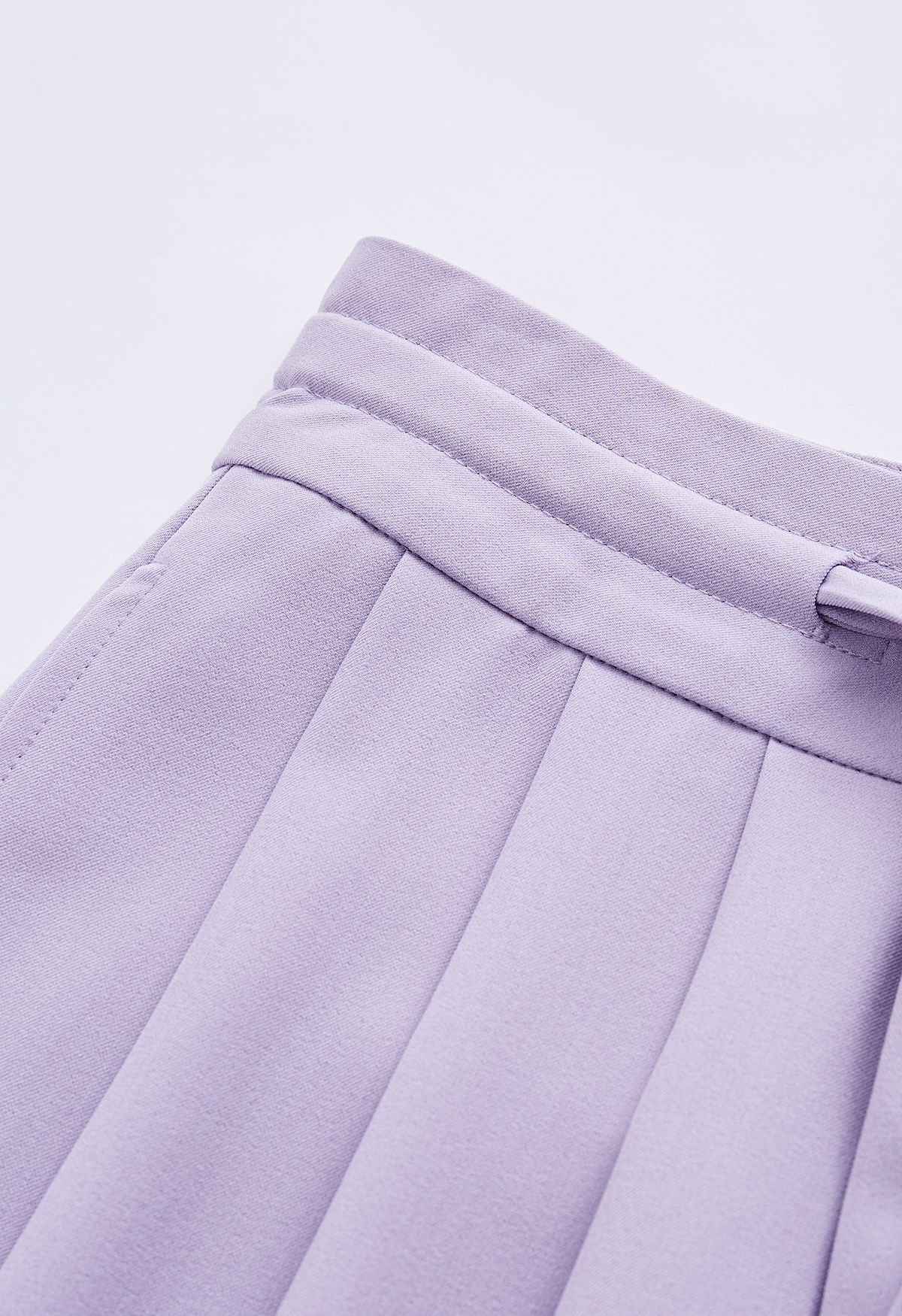 Pleated Detail Drawstring Waist Wide-Leg Pants in Lilac