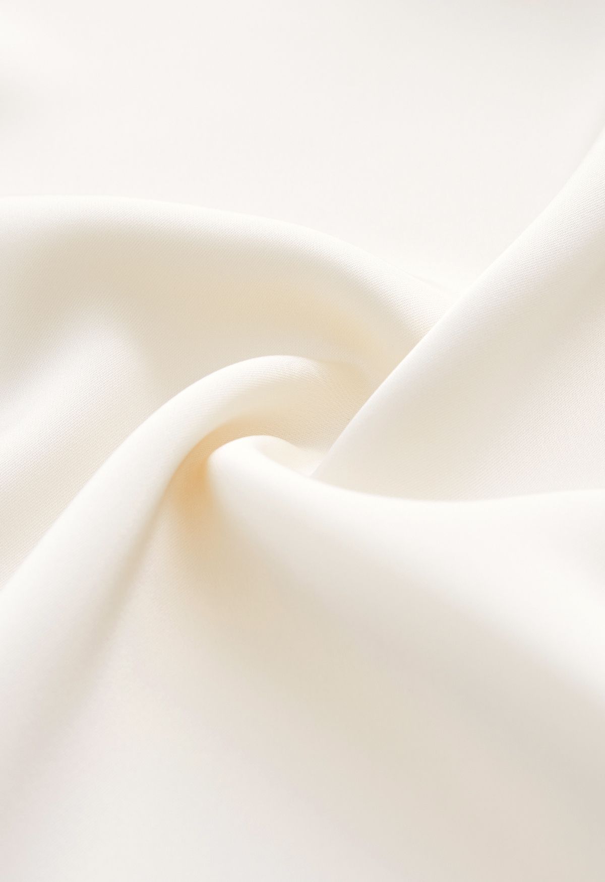 Oblique Neckline Pearly Chain Satin Top in Cream