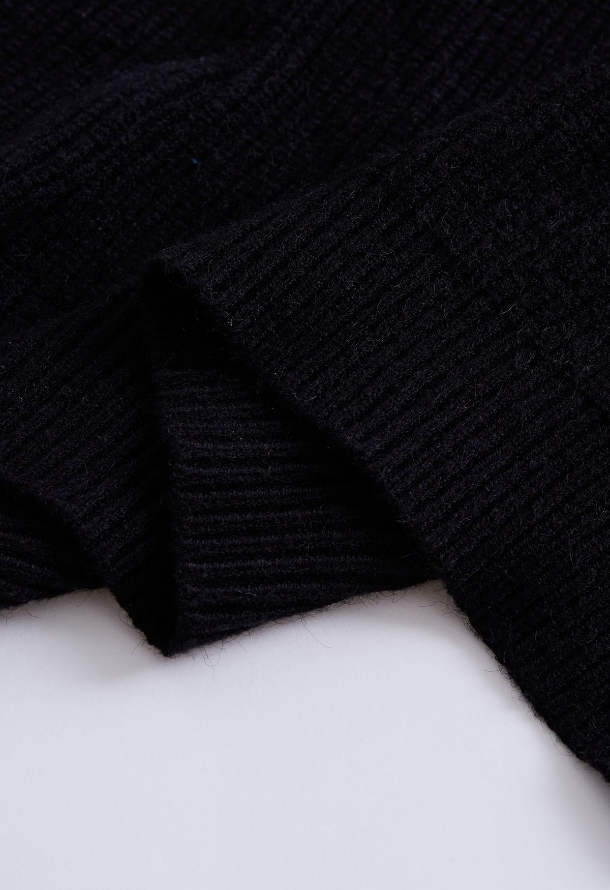Open Front Longline Knit Cardigan in Black