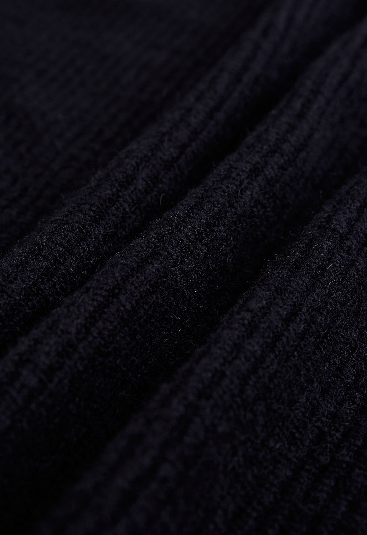 Open Front Longline Knit Cardigan in Black