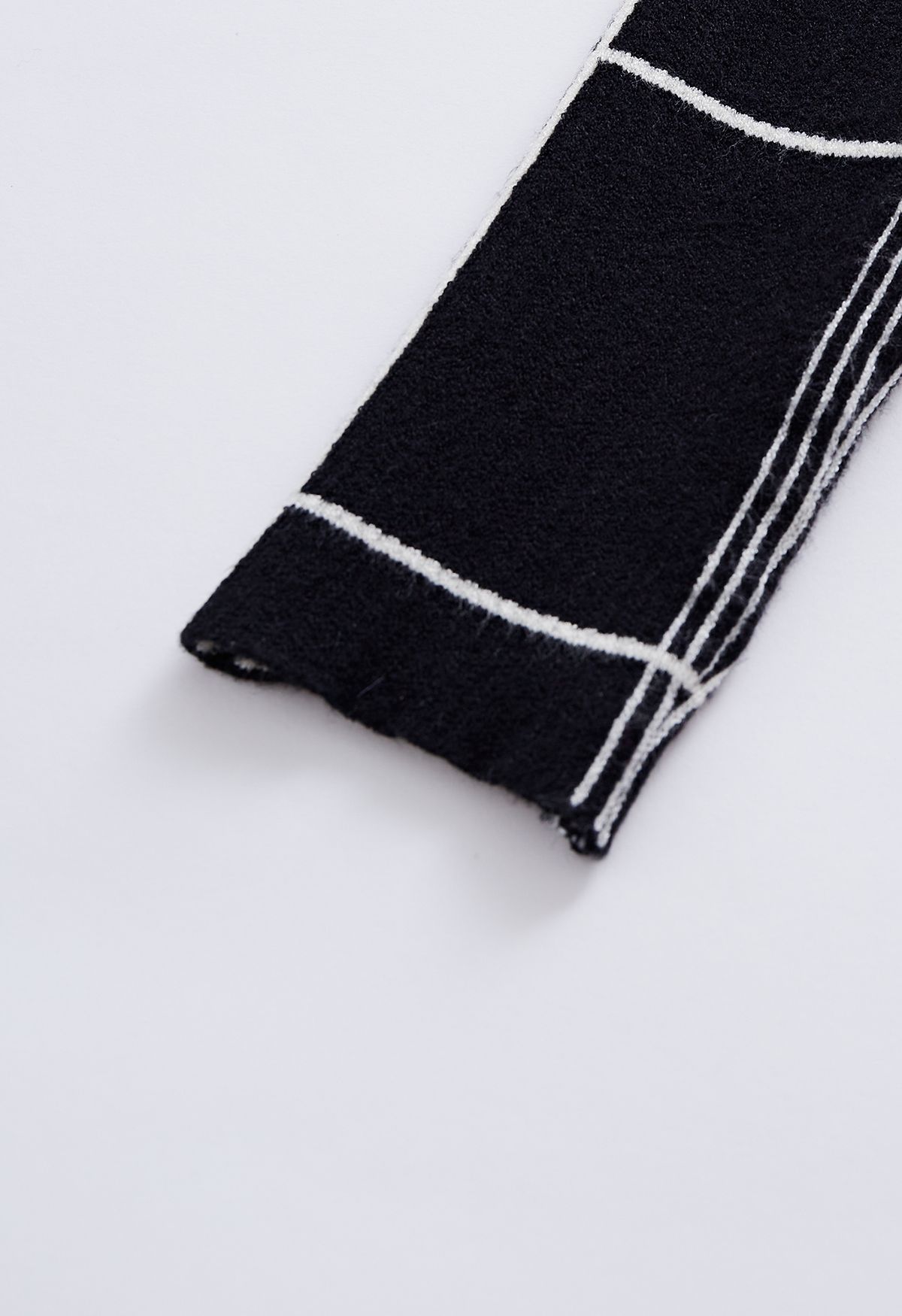 Grid Mock Neck Knit Top in Black