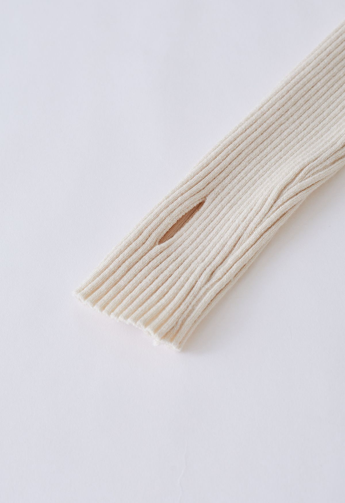 Mock Neck Ribbed Knit Twinset Top in Cream