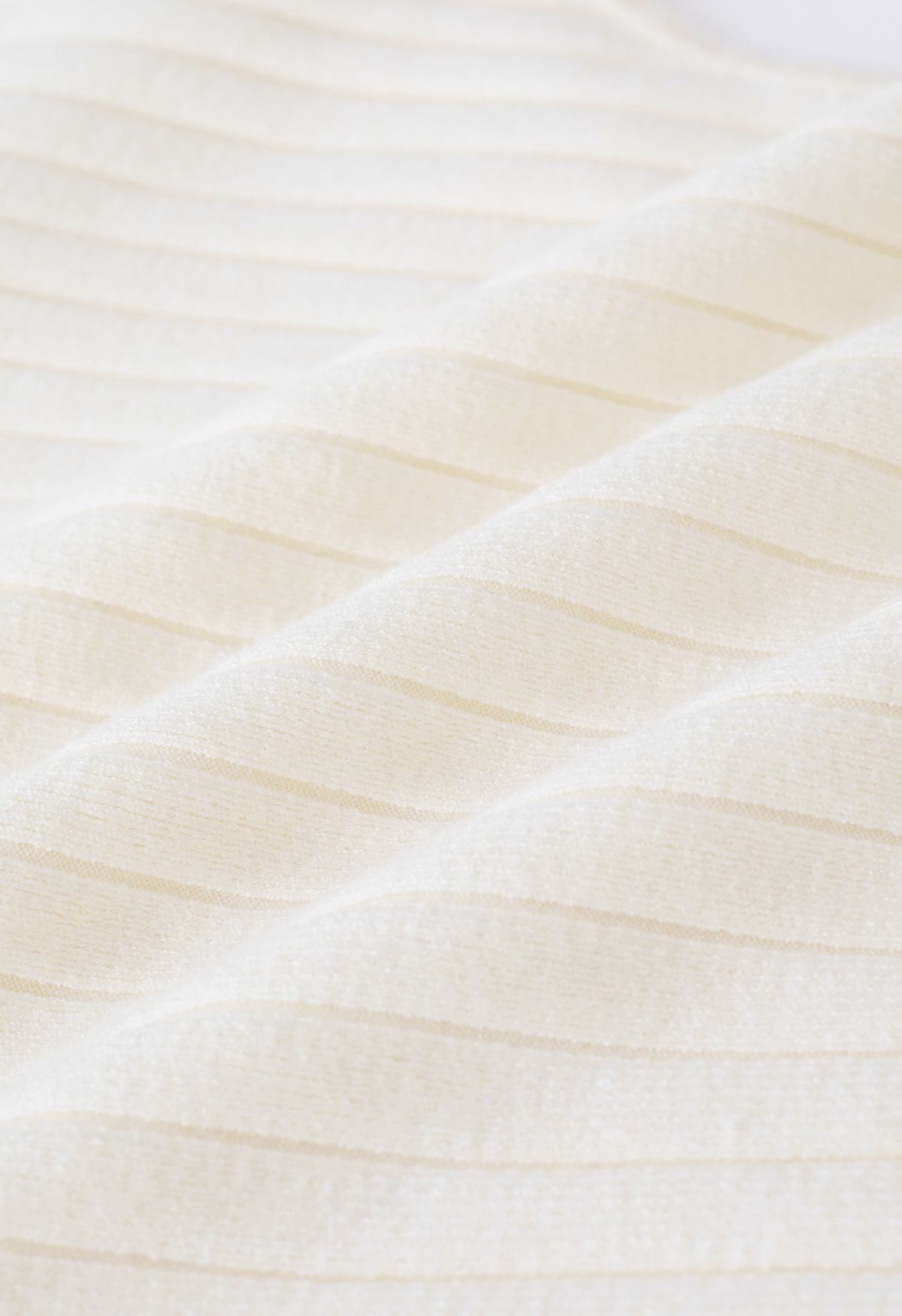 Horsebit Trim Faux-Wrap Knit Top in White