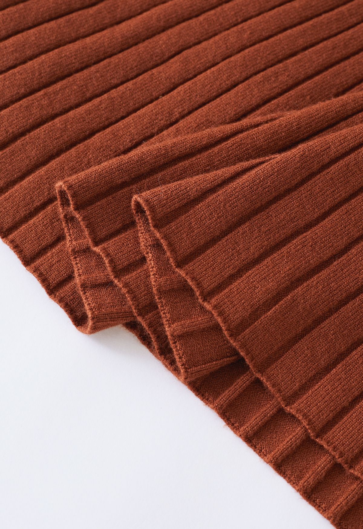 Ribbed Texture Frilling Midi Dress in Caramel