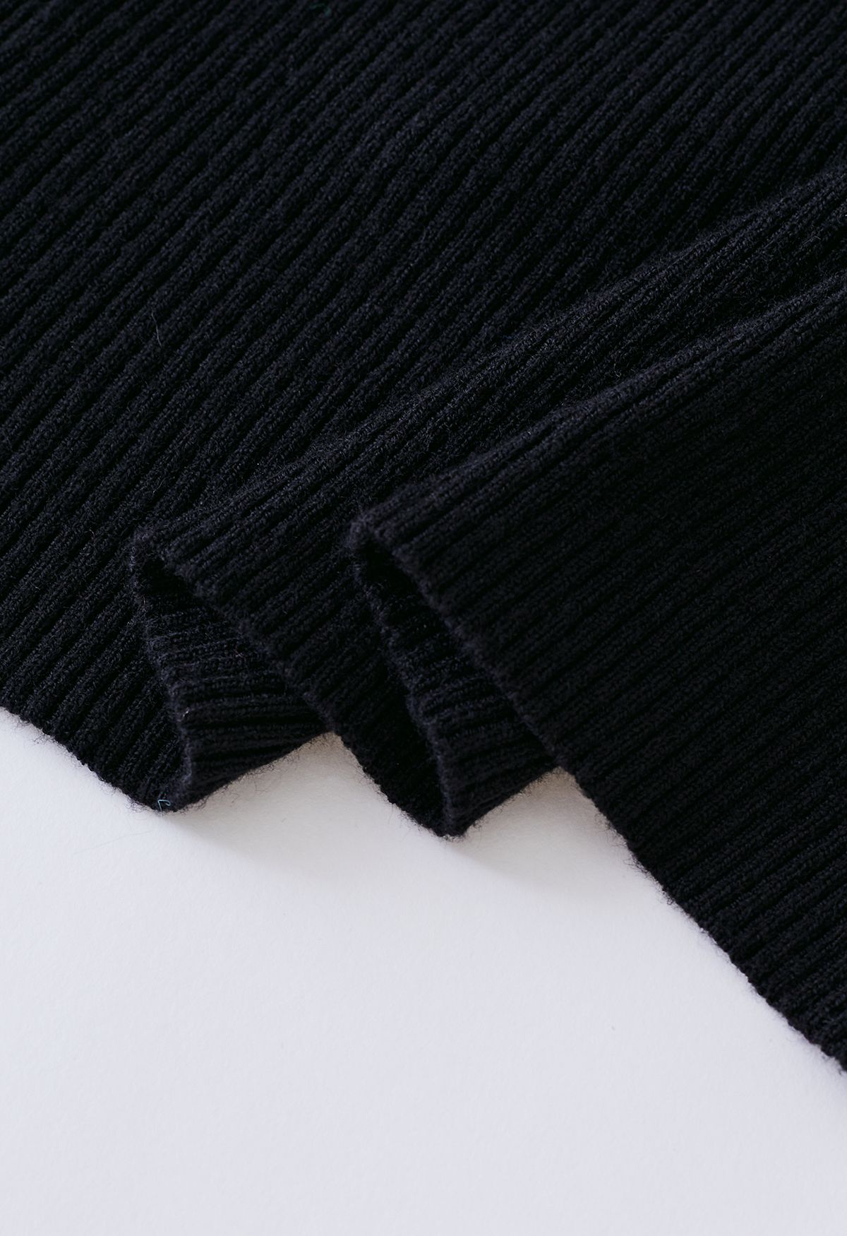 Mock Neck Tie Back Soft Knit Top in Black
