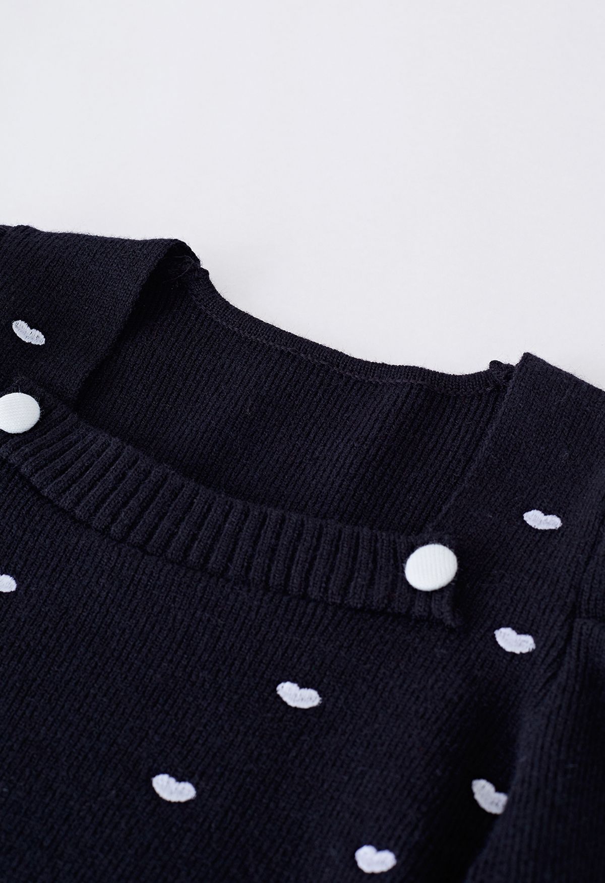 Full of Little Heart Square Neck Knit Sweater in Black