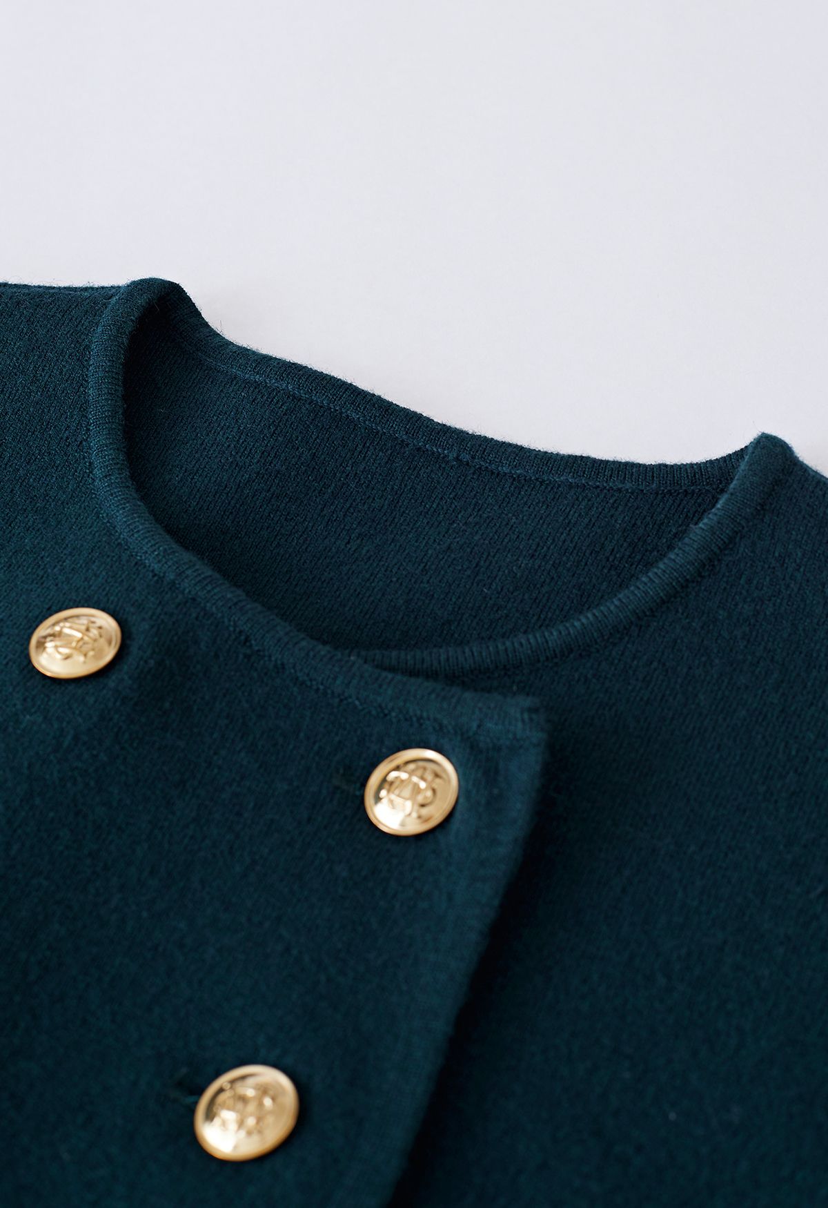 Front Pocket Double-Breasted Crop Cardigan in Dark Green