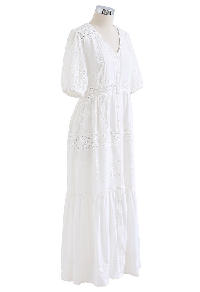 فستان باتايا فاكاي ماكسي أبيض كروشيه