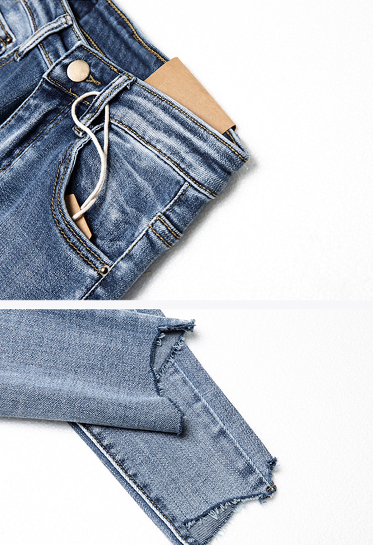 بنطلون جينز قصير بحواف خام غير منتظمة
