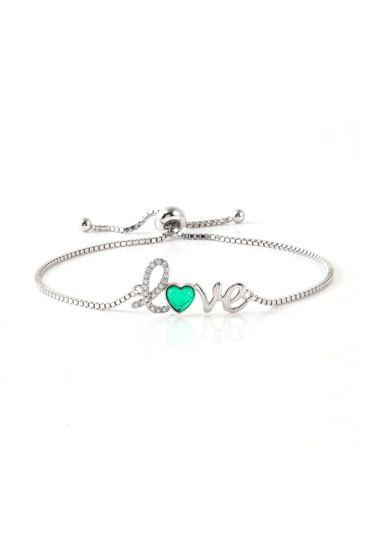 Love Sign Heart Shape Emerald Bracelet