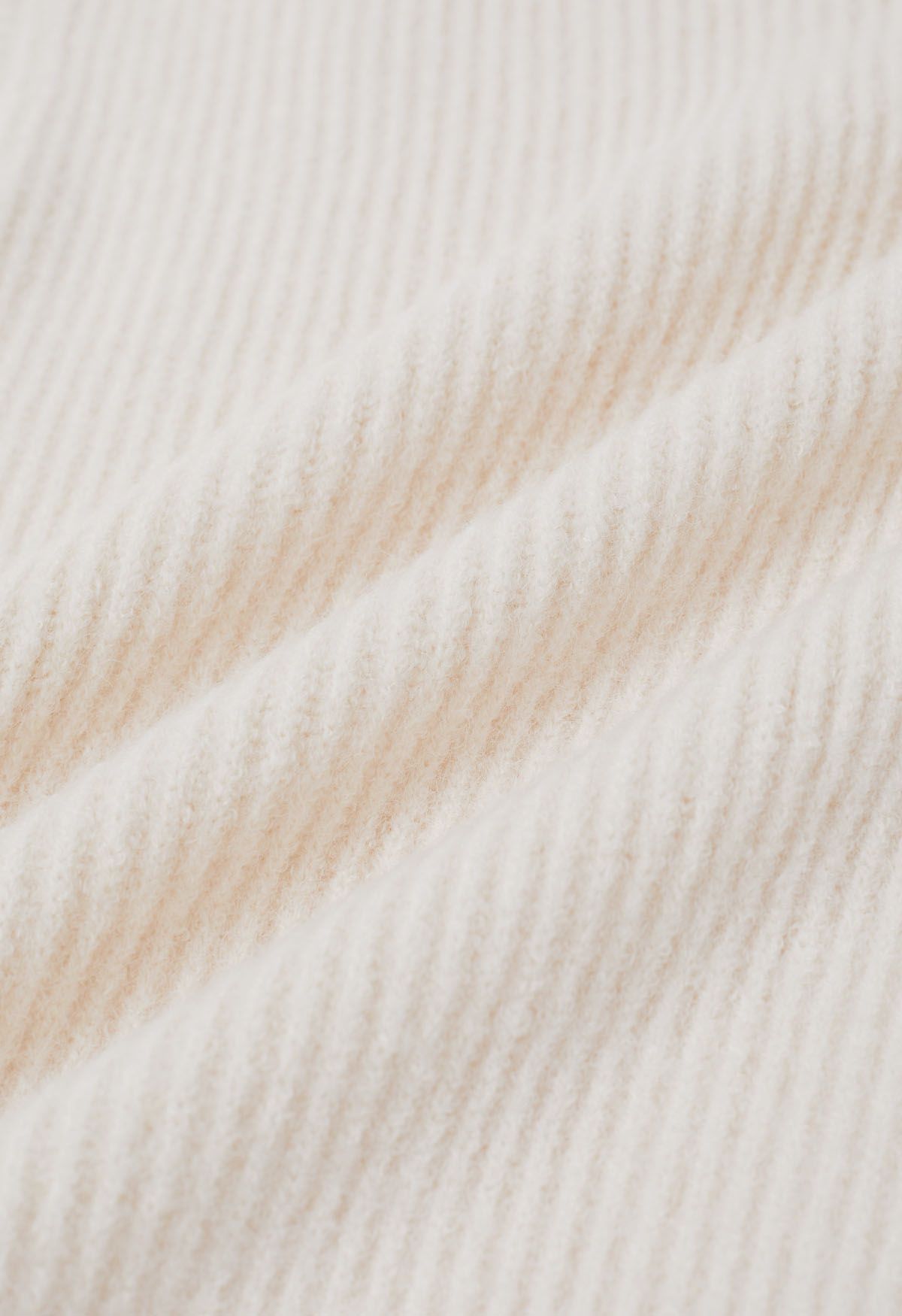 Solid Turtleneck Knit Vest in Ivory
