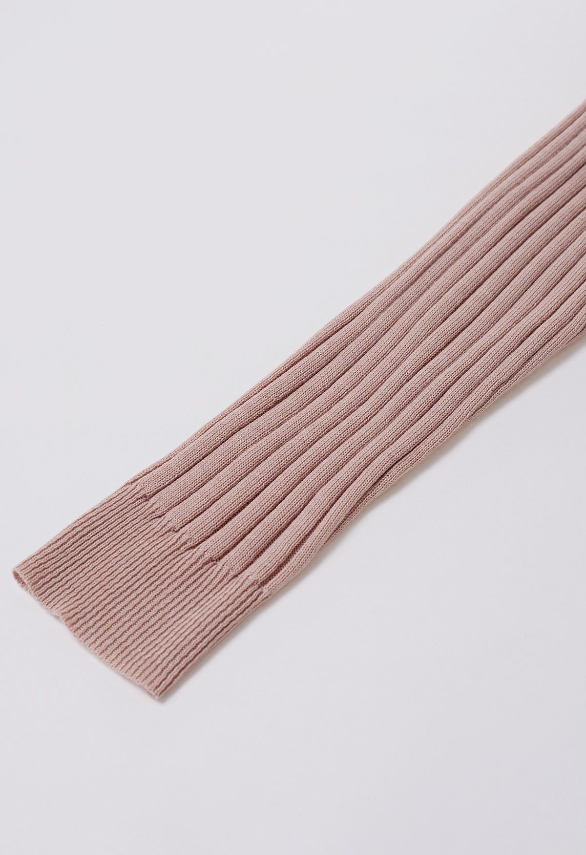 Solid Ribbed Knit Twinset Top in Pink