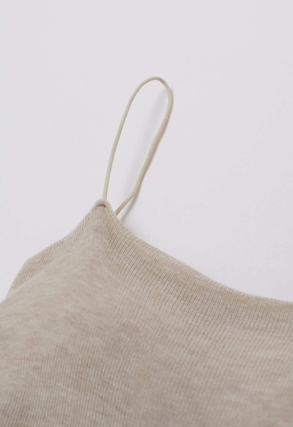 Versatile Ruched Knit Cami Top in Oatmeal