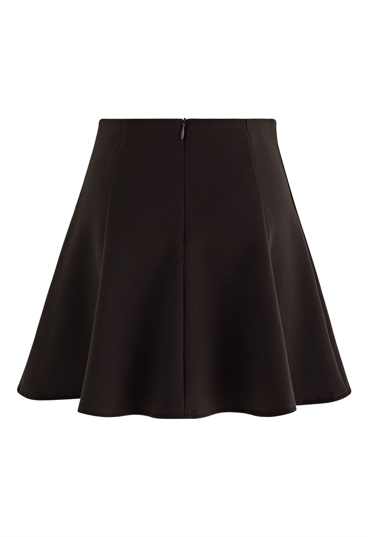 High Waist Flare Mini Skirt in Brown