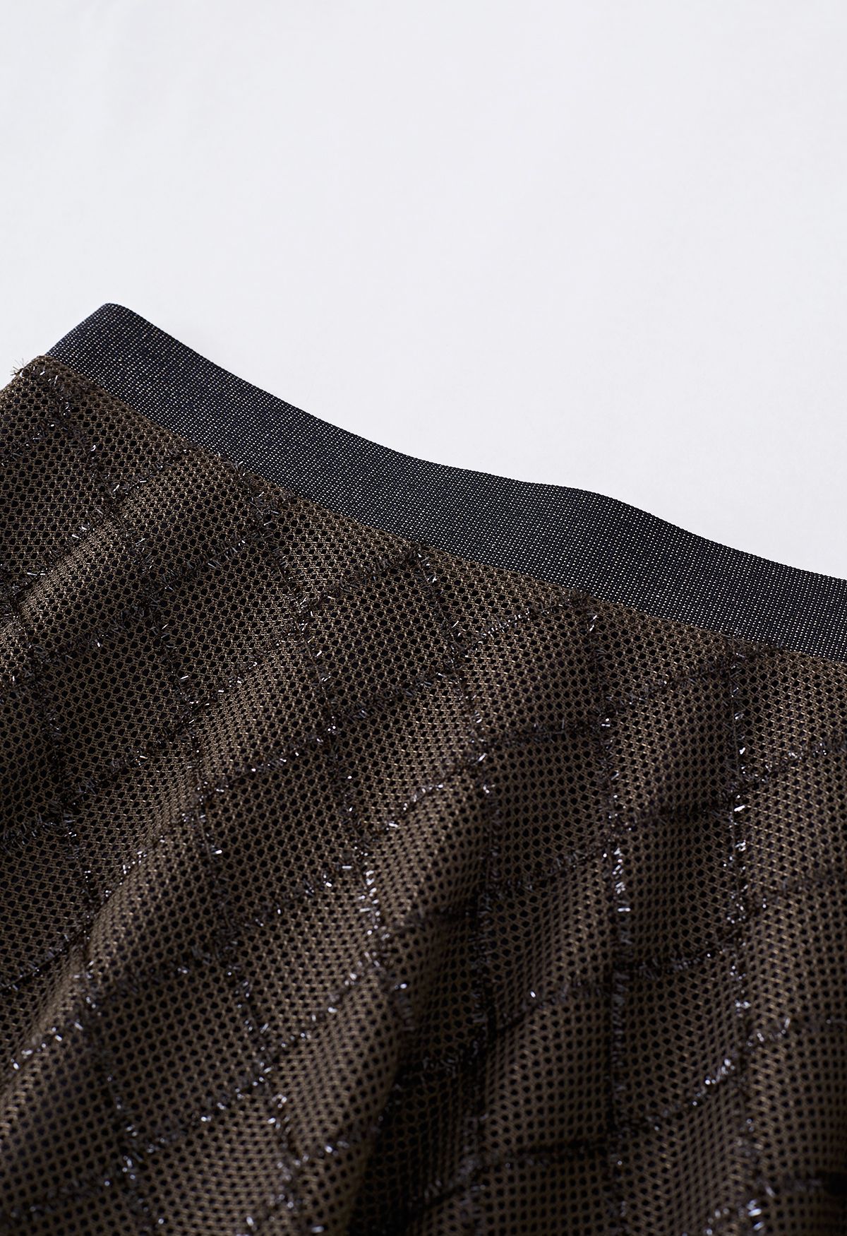 Shimmer Fringed Diamond Net Skirt in Brown