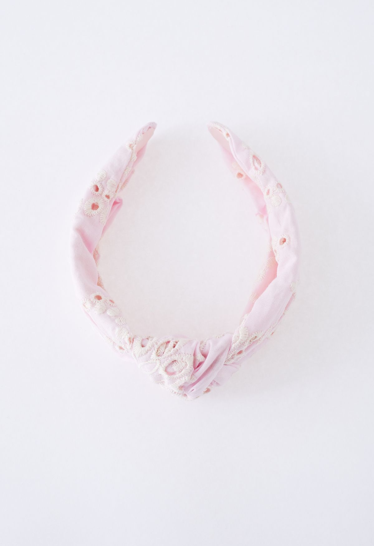 Twisted Floral Embroidered Headband in Pink