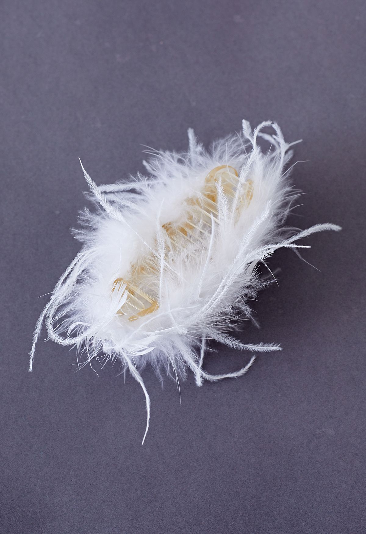 Airy Feather Hair Clip in White