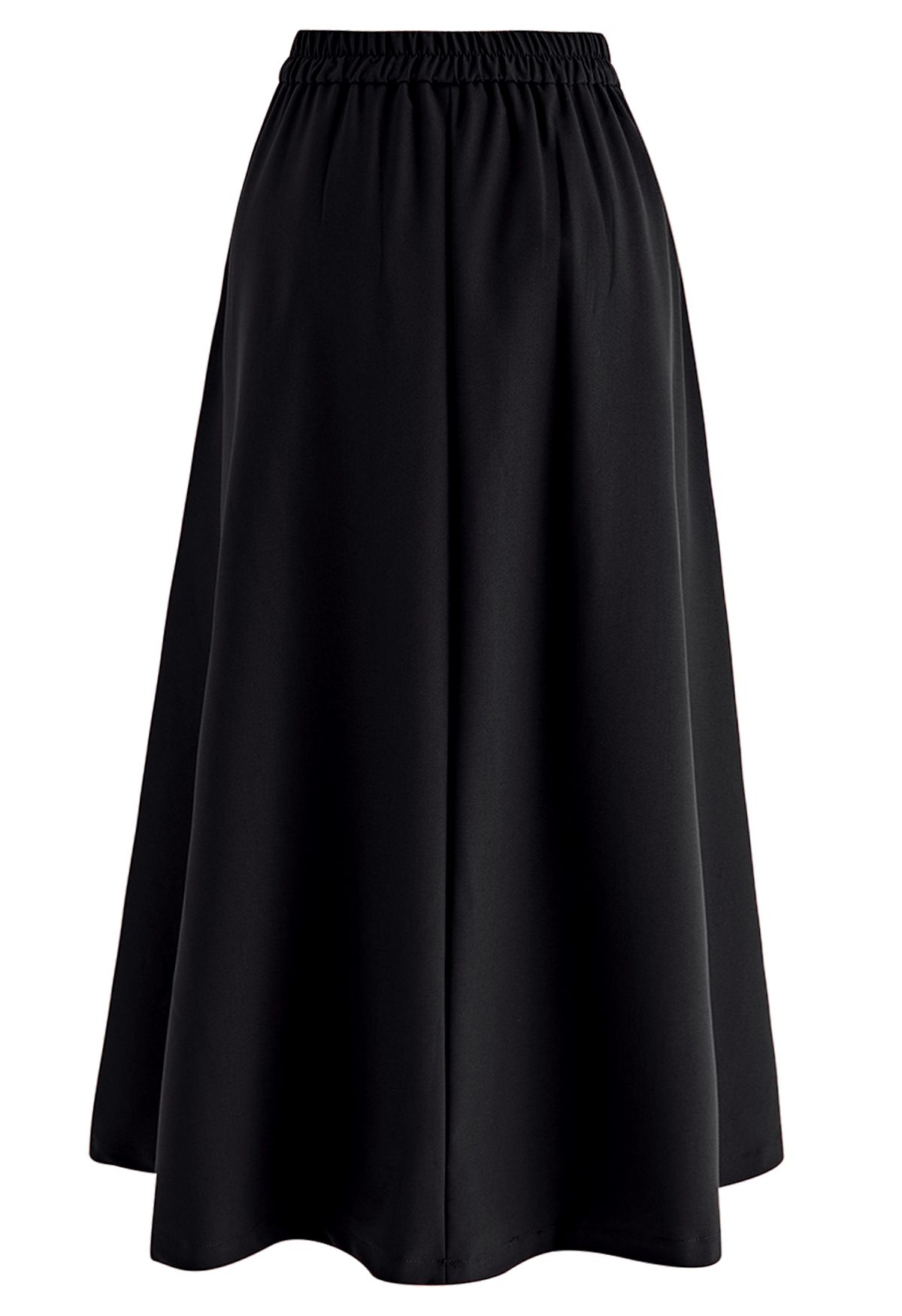 Seam Detailing Pleated A-Line Skirt in Black