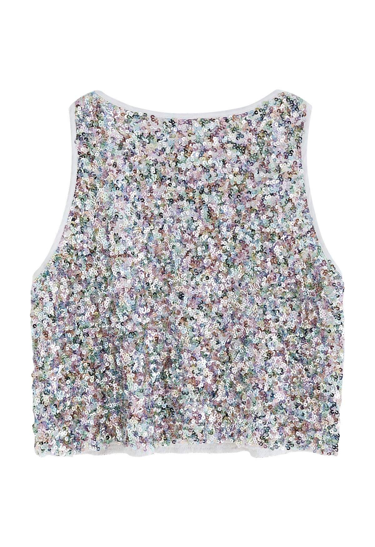 Ultra Sparkle Sequined Tank Top in White