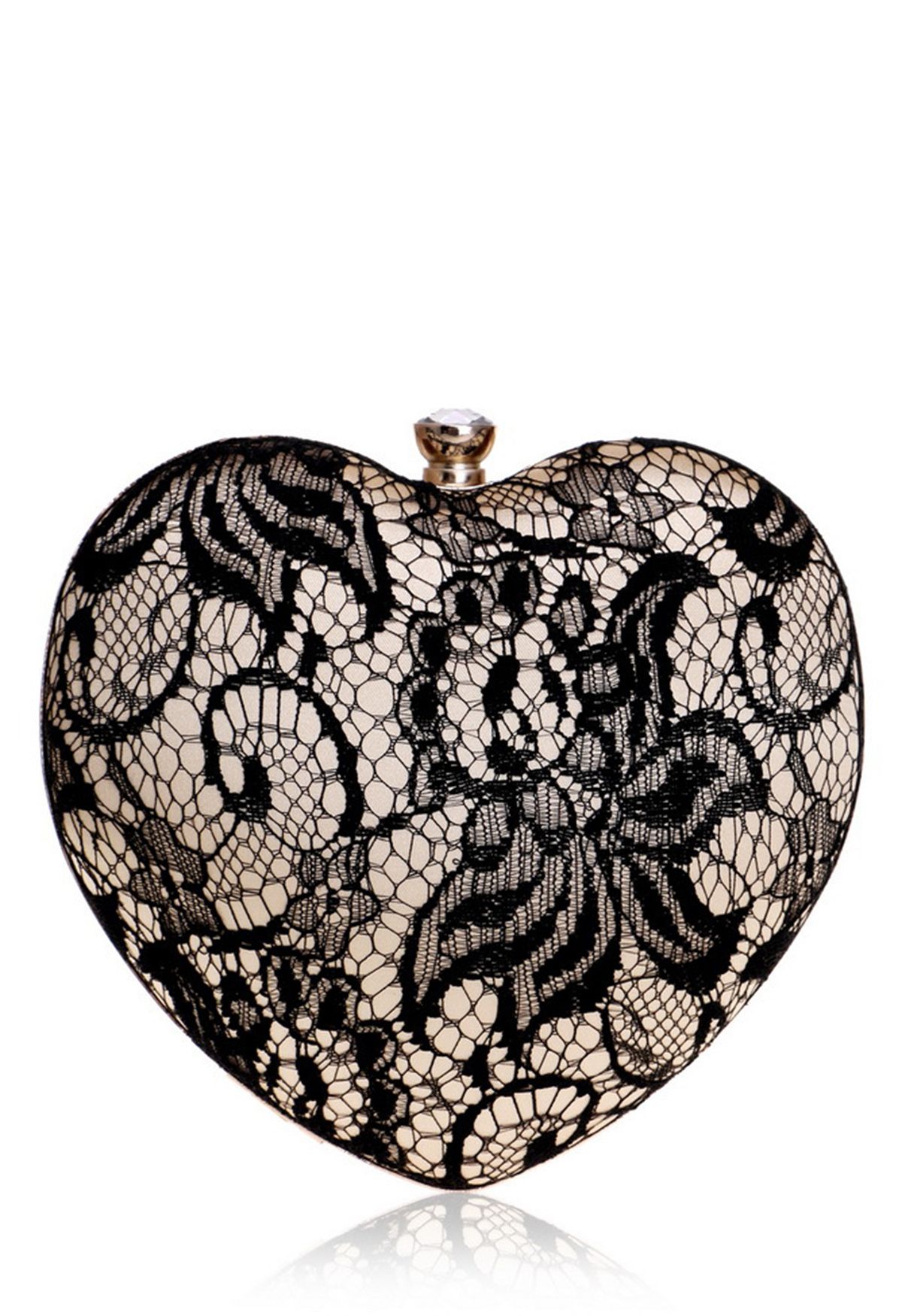 Mysterious Lace Heart Shape Clutch in Black