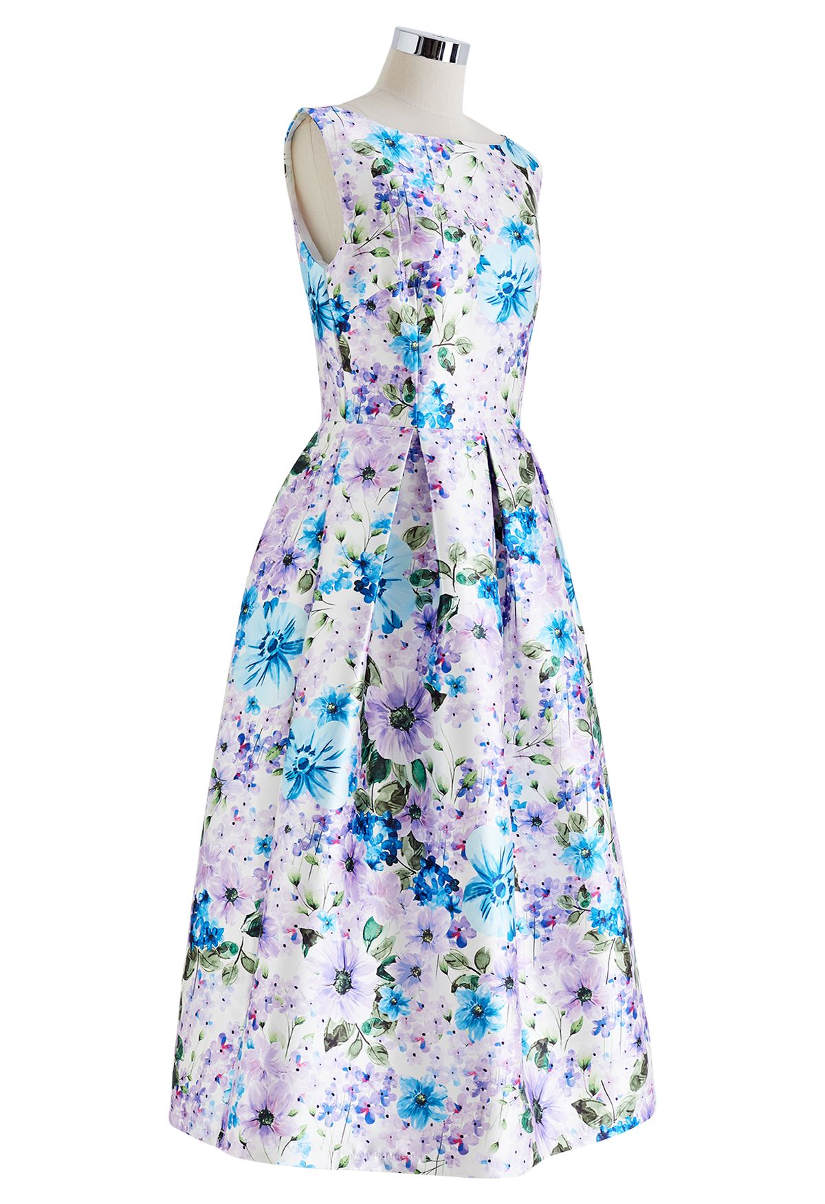 Flowery Scenery Sleeveless Midi Dress