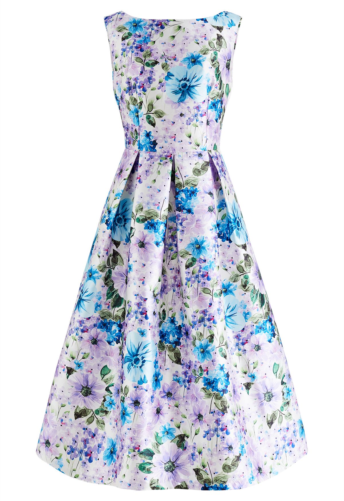 Flowery Scenery Sleeveless Midi Dress