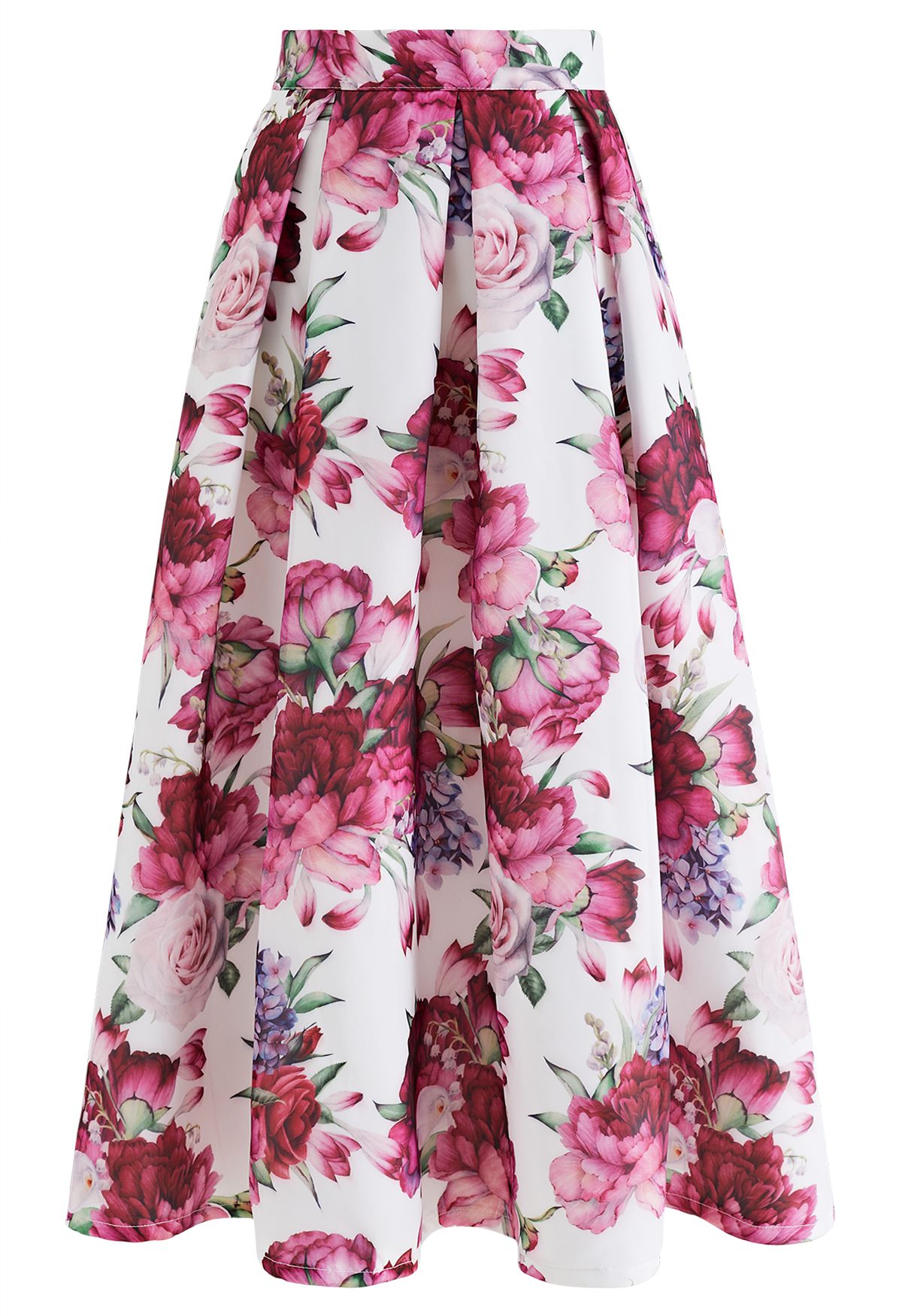 Peony Paradise Organza Pleated Maxi Skirt