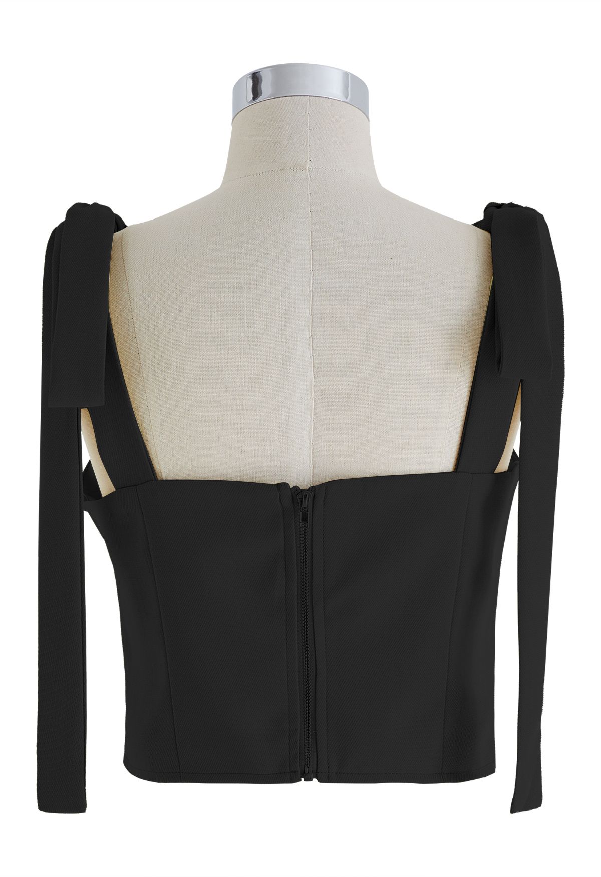 Tie-Strap Bustier Crop Top in Black