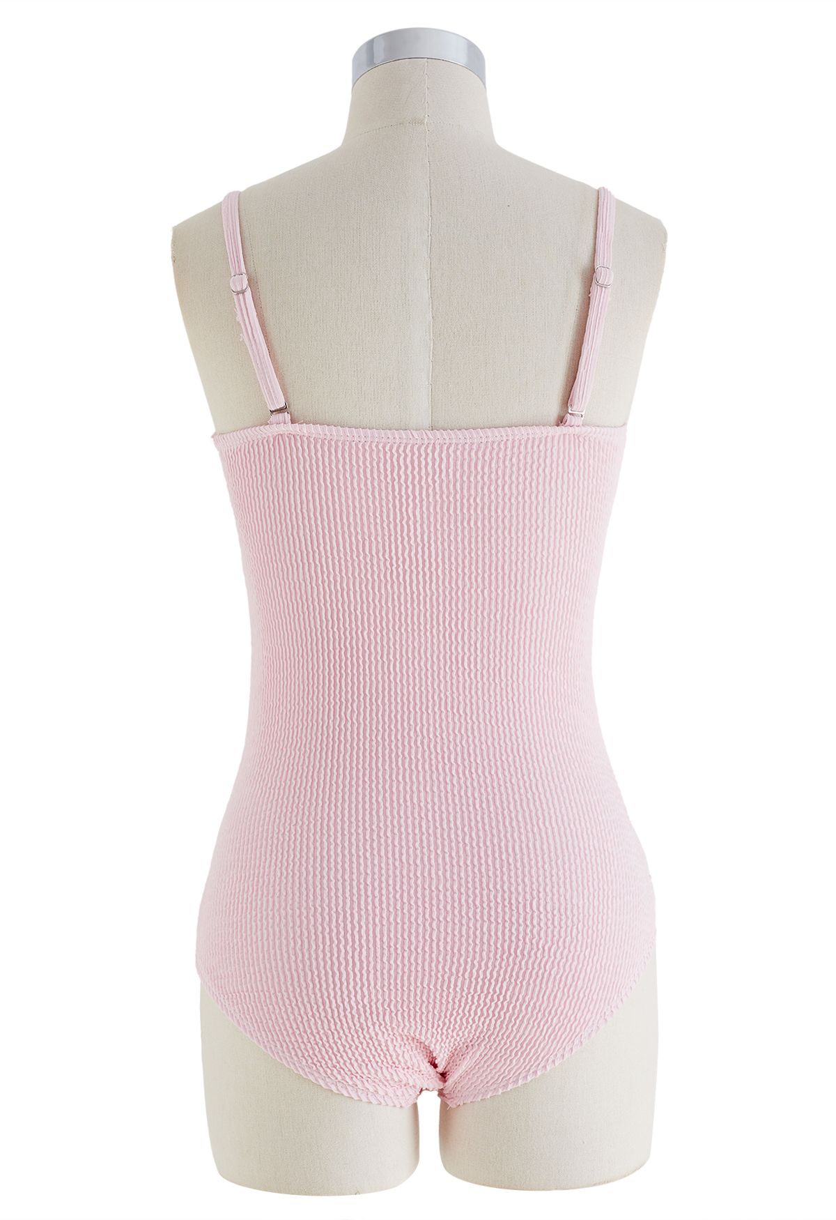 Twisted Cutout Wavy Textured Swimsuit in Pink