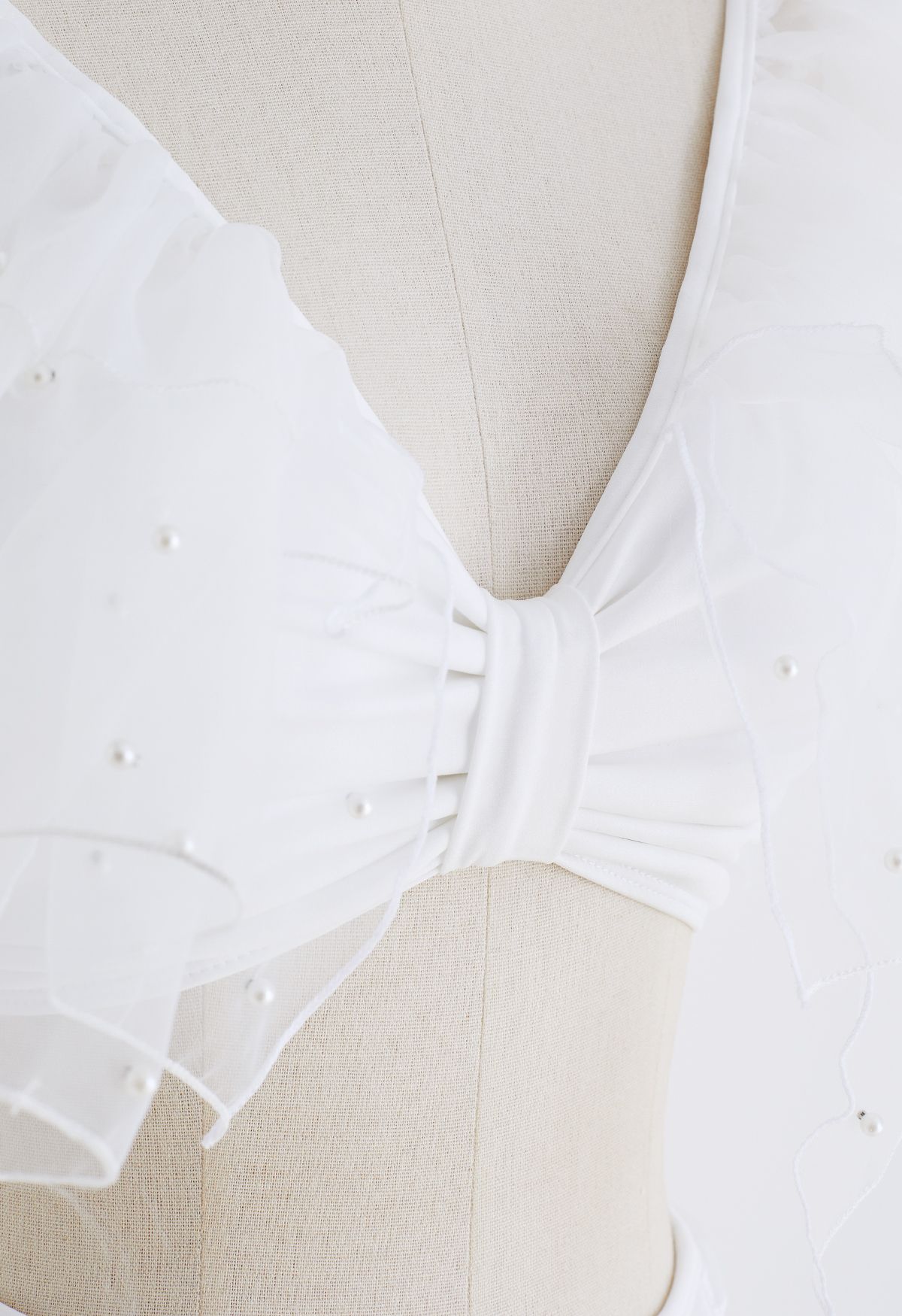 Pearly Tiered Mesh Tie-Back Bikini Set