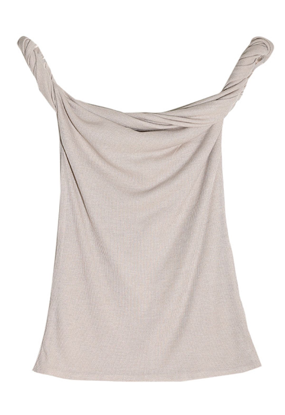 Twisted Off-Shoulder Sleeveless Top in Oatmeal